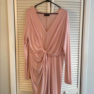 Blush/Pink, 3/4 Sleeve Dress with Knot Detail